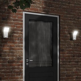 Applique Con Led E Sensore 2 Pz Bianche İn Alluminio Pressofuso /