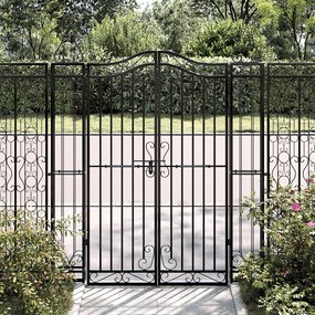 Cancello Da Giardino Nero 121x8x150 Cm İn Ferro Battuto /