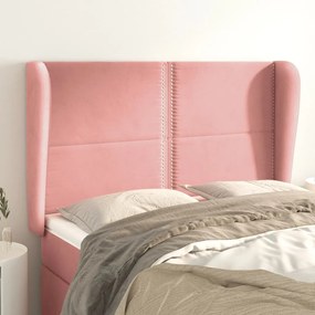 Testiera Ad Orecchio Rosa 147x23x118/128 Cm İn Velluto /