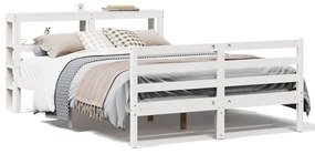 Letto Senza Materasso Bianco 140x190 Cm Legno Massello Di Pino /