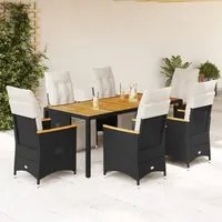 Set da Bistr da Giardino 7 pz con Cuscini Nero in Polyrattan 3276963