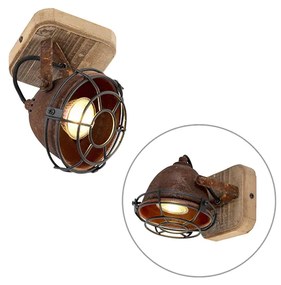 Faretto intelligente marrone ruggine con legno inclinabile incl. Wifi GU10 - Gina
