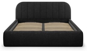Letto matrimoniale imbottito nero con contenitore con rete inclusa 200x200 cm Juno – Windsor &amp; Co Sofas