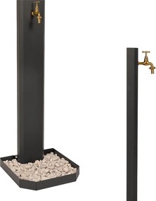 Fontana da Giardino Design a Colonna Ovale Rubinetto in Ottone e Base con Ciottoli Antracite...