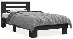 Giroletto Nero 90x200 Cm İn Legno Multistrato E Metallo /