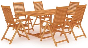 Set da pranzo da giardino 7 pz in legno massello di teak