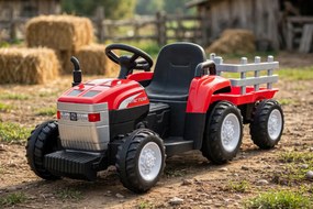 Trattore Elettrico per Bambini 12V con Rimorchio Rosso...