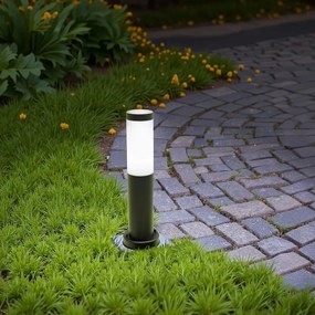 Paletto da Giardino 40cm, Acciaio Inox NERO, IK06, IP54, base E27 Base E27