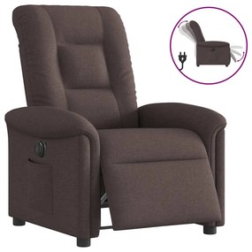 Poltrona Elettrica Reclinabile Marrone Scuro İn Tessuto /