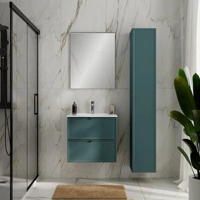 Mobile bagno da fissare con lavabo L 60 x H 55 x P 45 cm mirto opaco in mdf 2 cassetti per vasca centrale QUADRA