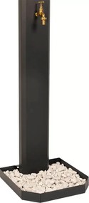 Fontana da Giardino Design a Colonna Ovale Rubinetto in Ottone e Base con Ciottoli Antracite...