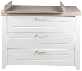 Cassettiera bassa per bambini bianca in olmo con fasciatoio 120x98 cm Felicia - Roba