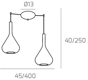 Sospensione Contemporanea Kona Metallo Cromo Vetro Multicolor 2 Luci E27