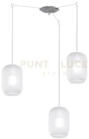 Sospensione cromo 3 luci spostabile vetri bianco fog 1181cr-s3 s-bf