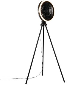 Ventilatore da pavimento treppiede nero con LED dimmerabile a 3 livelli - Meric
