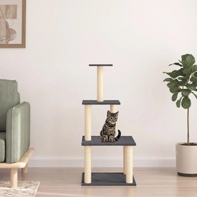 Albero Per Gatti Con Tiragraffi İn Sisal Grigio Scuro 111 Cm /