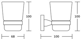 Aqualine - Portaspazzolino a parete SAMBA bianco latte vetro/opaco nero