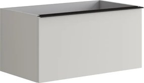 Mobile da bagno sospeso sotto lavabo L 80 x H 40 x P 45.5 cm grigio laccato opaco, 2 cassetti Pixel