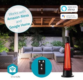 Nedis HTPA21BKW - Elemento riscaldante per esterni SmartLife 600/1200W/230V Wi-Fi Tuya IP24