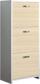 Scarpiera 3 ante apertura a ribalta, doppia profondità L 50 x H 113 x P 25 cm 12 paia, olmo