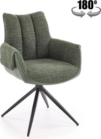 Sedia K579 in tessuto ed ecopelle verde – 65×64×87 cm