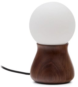 Kave Home - Lampada da tavolo Okeni in legno di noce e vetro adattatore UK