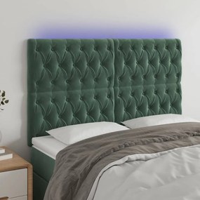Testiera A Led Verde Scuro 144x7x118/128cm İn Velluto /