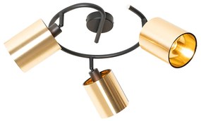 Plafoniera moderna nera e oro 3 luci - Lofty