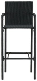 Set bar da giardino 5 pz con braccioli in polyrattan nero