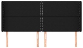 Testiera ad orecchio nera 163x16x118/128 cm in tessuto