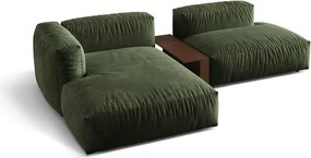 Divano angolare componibile verde (con penisola a sinistra/con chaise lounge) con rivestimento in velluto Martina – Micadoni