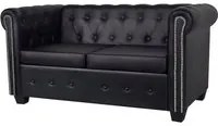 Divano Chesterfield a 2 Posti in Pelle Artificiale Nero cod mxl 13805