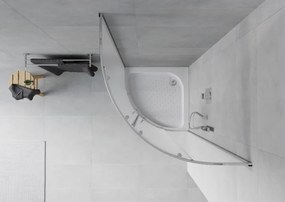 Mexen Rio cabina doccia semicircolare 70 x 70 cm, brina, cromo + piatto doccia, bianco - 863-070-070-01-30-4710