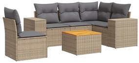 Set divano da giardino 6 pz con cuscini beige in polyrattan