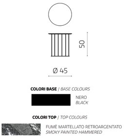 Tavolino tondo D45 cm con base in metallo Nero e piano in vetro martellato Fumč MUTE