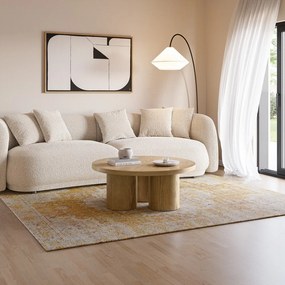 Tavolino da salotto rotondo di colore naturale con effetto rovere ø 100 cm Arancha – MOME