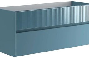Mobile da bagno sotto lavabo Niwa blu laccato opaco L 119.5 x H 50 x P 45.5 cm 2 cassetti, lavabo non incluso