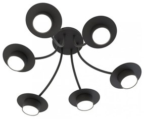 Lampadario a soffitto in acciaio ENSO 6 nero da interno 6xGX53 Colore del corpo Nero