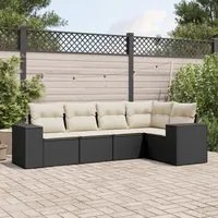 Set Divani da Giardino 5 pz con Cuscini in Polyrattan Nero 3222525