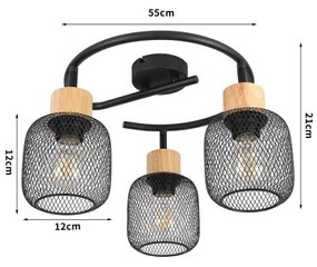 Brilagi - Faretto orientabile BASKLITE 3xE27/15W/230V, finitura legno di hevea/nero