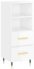 Credenza bianco lucido 34,5x34x90 cm in legno multistrato