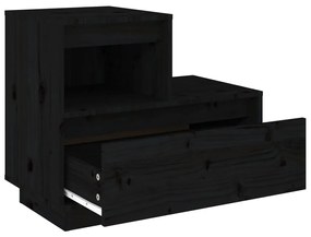 Comodino nero 60x34x51 cm in legno massello di pino