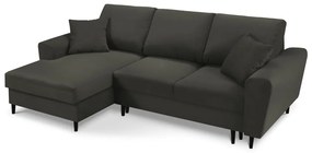 Divano angolare nero allungabile e con contenitore (con penisola a sinistra/con chaise lounge) con rivestimento in velluto a coste Kyoto – Cosmopolitan Design