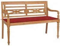 Panca Batavia con Cuscino Rosso 120 cm in Massello di Teak 3062160