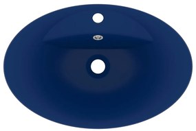 Lavabo con Troppopieno Ovale Blu Scuro Opaco 58,5x39cm Ceramica