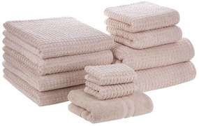 Set di 11 asciugamani in cotone rosa ATAI Beliani