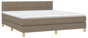 Letto a molle con materasso e led tortora 180x200 cm in tessuto