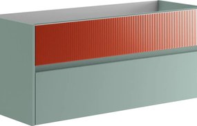 Mobile da bagno sospeso sotto lavabo Niwa 2 cassetti L 119.5 x H 50 x P 45.5 cm verde timo e paprika cannettato