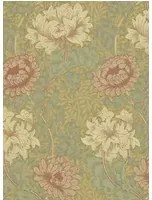Morris & Co Carta da parati Chrysanthemum Toile - Pink/ Yellow/ Green