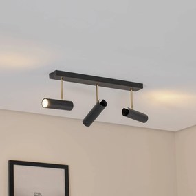 Luminex Plafoniera Axion, a 3 luci, nero/oro, lunga, acciaio